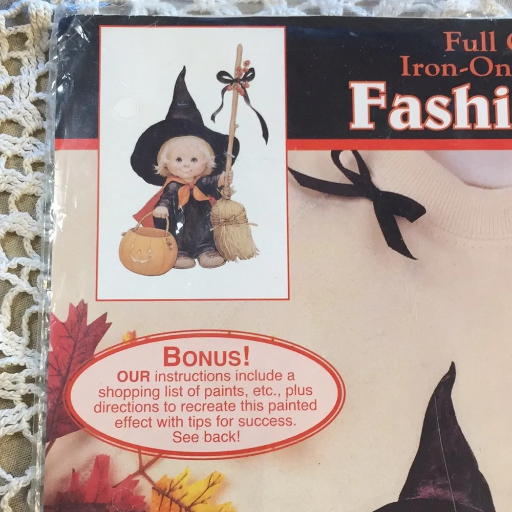 Cute Witch Halloween Trick Or Treat Iron On Vintage Appliqué - Picture 10 of 13